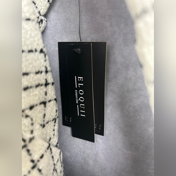 Eloquii Tweed Wrap Jacket Raw Hem Draped Woman Blazer Size 24 - Picture 10 of 11